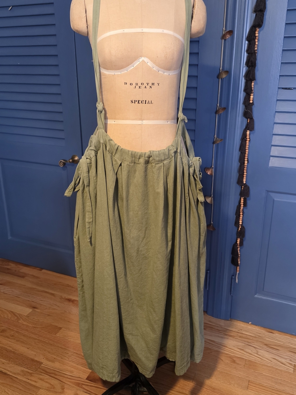 Handmade Etsy Olive Green Linen Oversized Balloon Maxi Skirt - Lagenlook